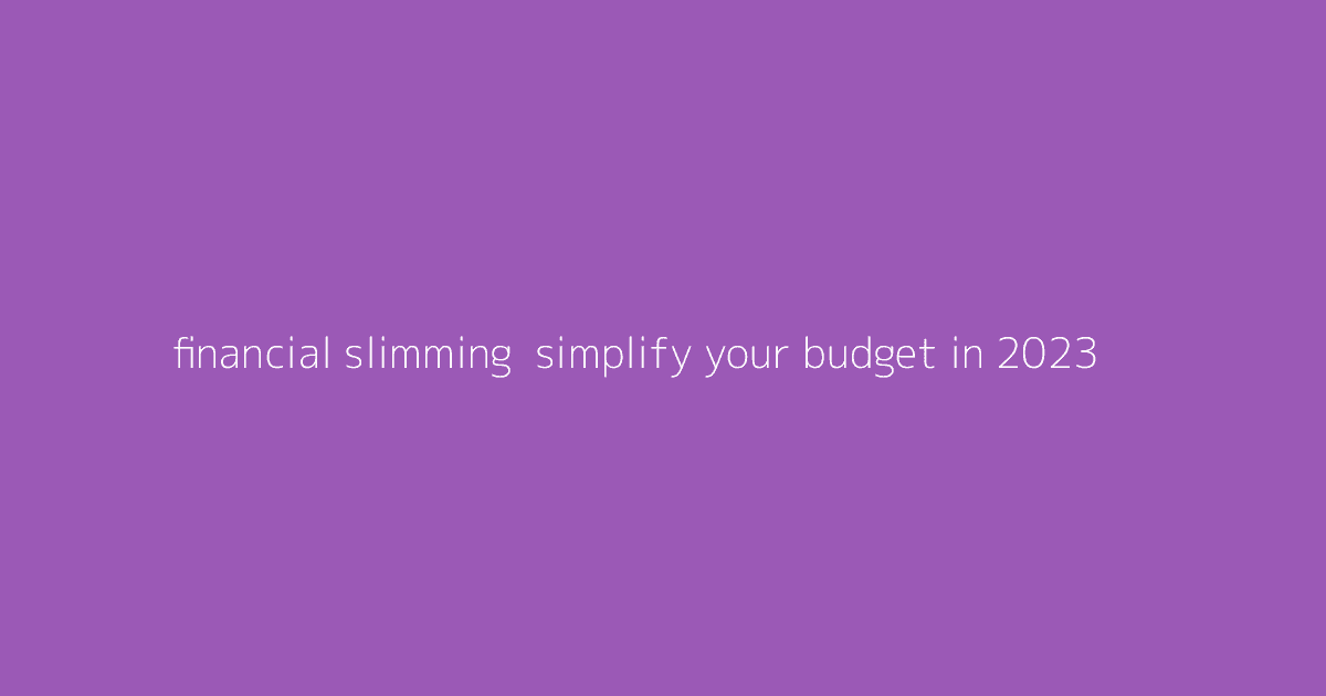 Financial Slimming- Simplify Your Budget in 2023